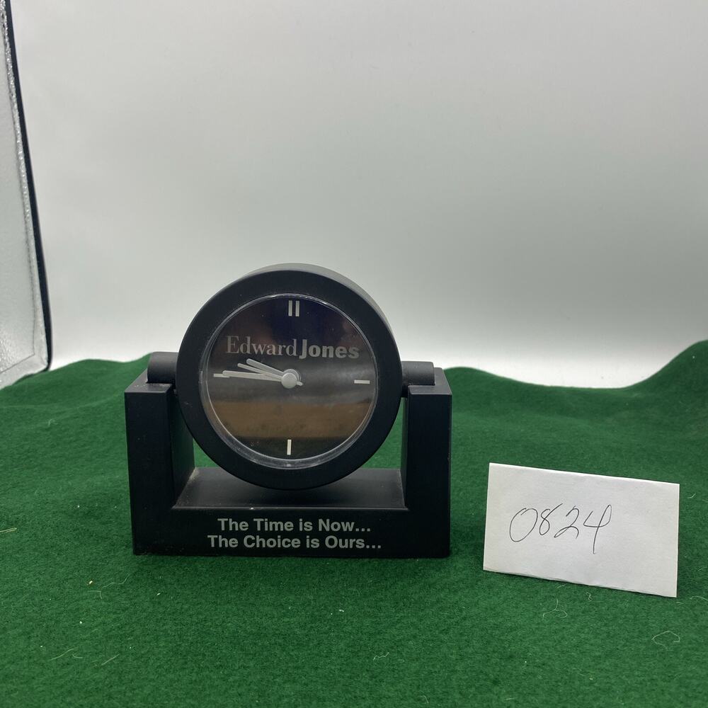 JF- EDWARD JONES QUARTZ CLOCK Works Great 5”X 4.4”